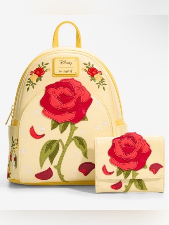 Loungefly Handbags - Loungefly Disney Beauty and The Beast Enchanted Rose Shimmer Mini Backpack Set